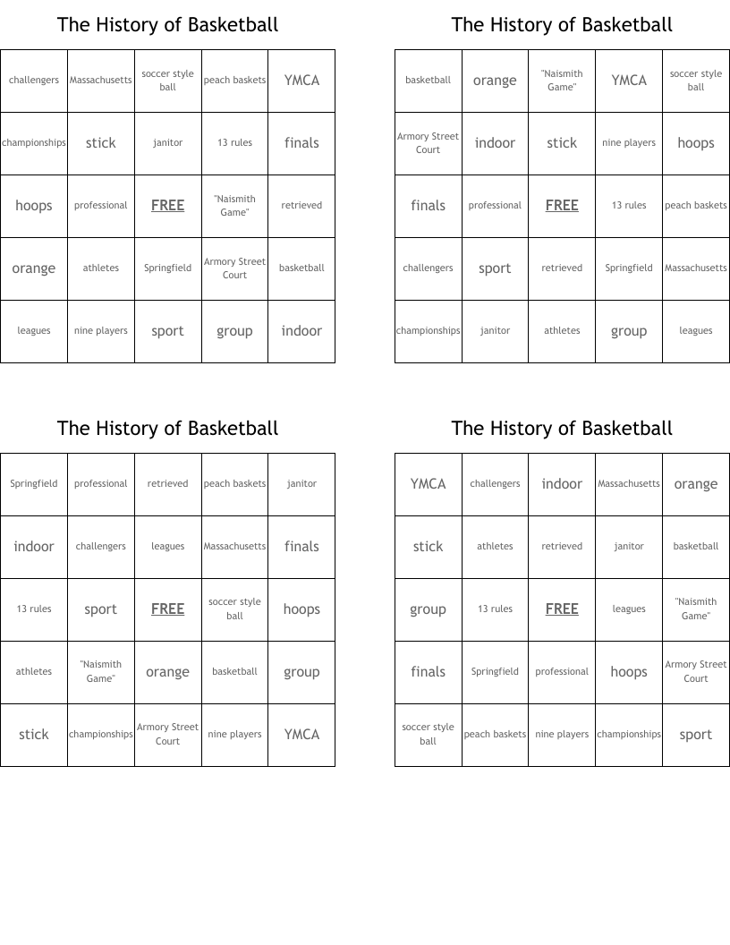 The History of Basketball Bingo Cards
