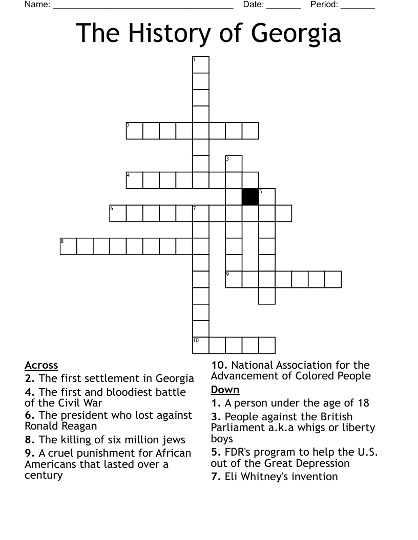 The History of Georgia Crossword