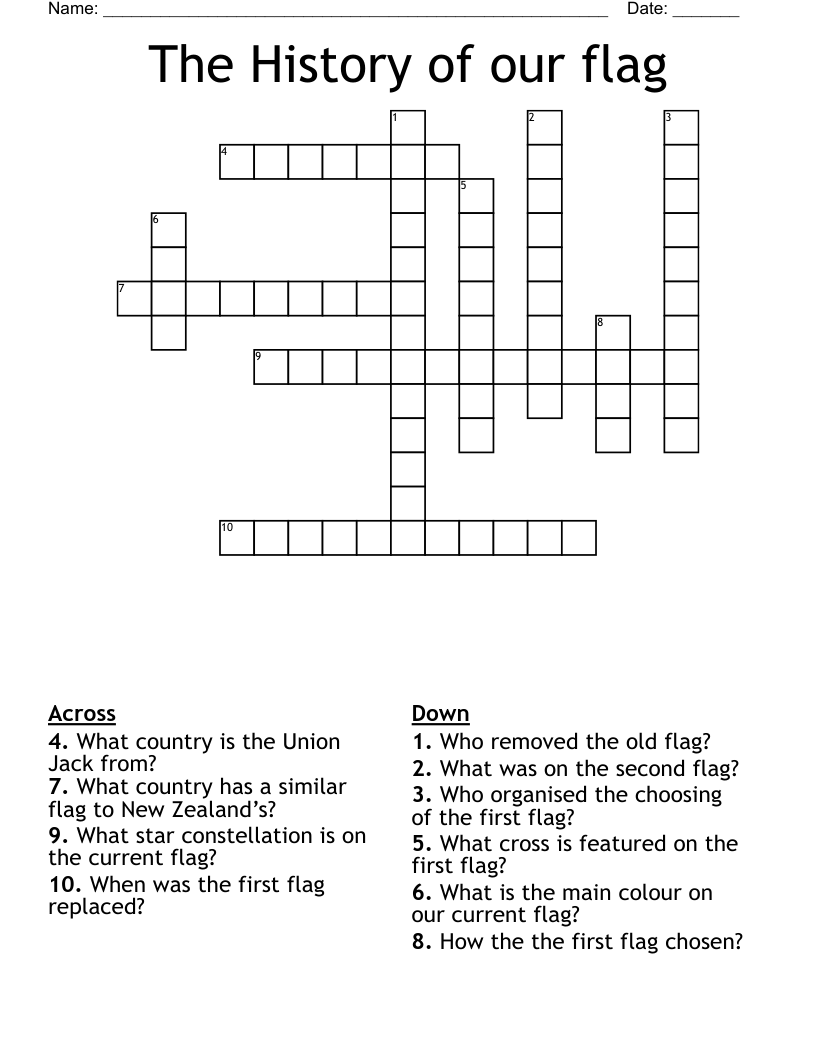 The History of our flag Crossword