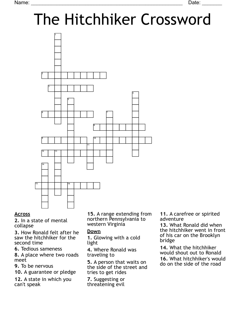 The Hitchhiker Crossword