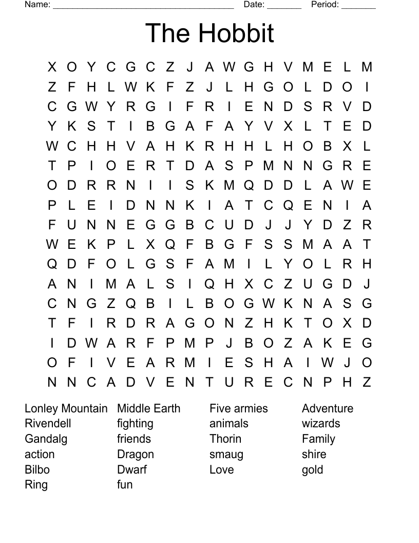 The Hobbit Word Search