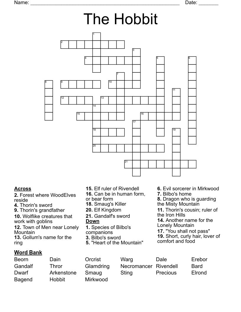 The Hobbit Crossword