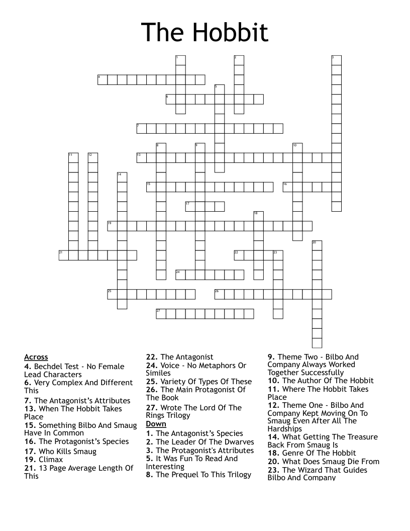 The Hobbit Crossword