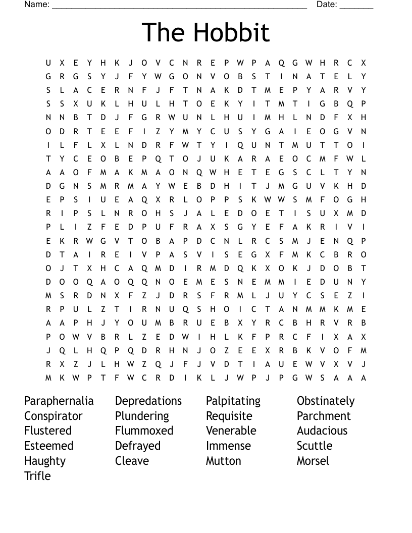 The Hobbit Word Search
