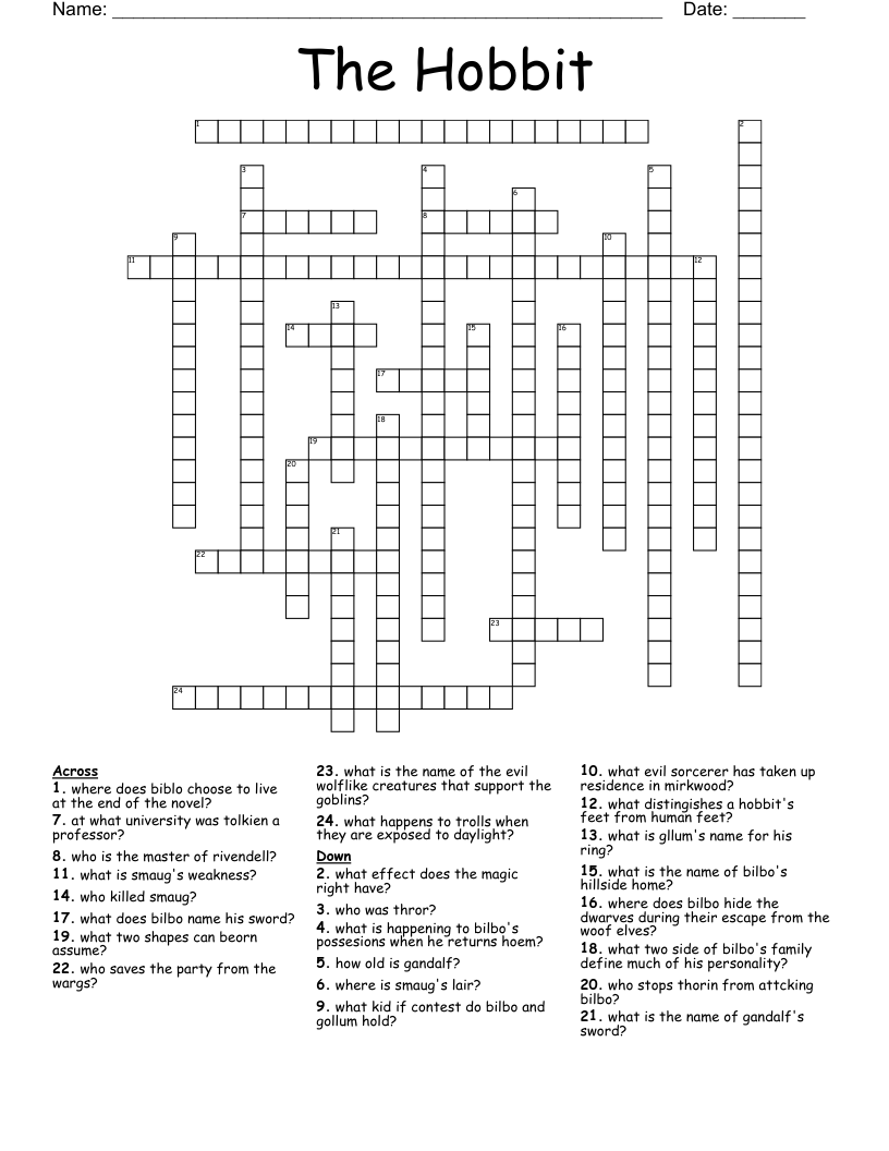 The Hobbit Crossword
