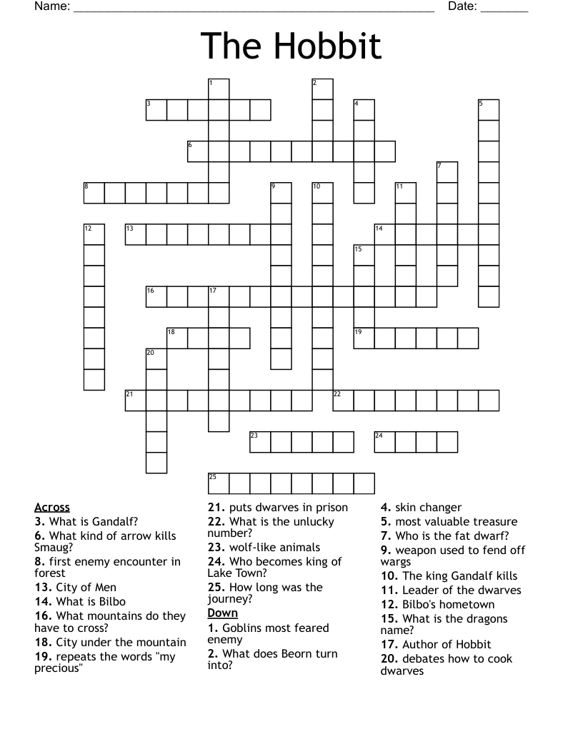 The Hobbit Crossword