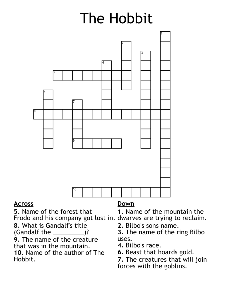The Hobbit Crossword