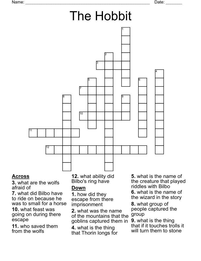 The Hobbit Crossword