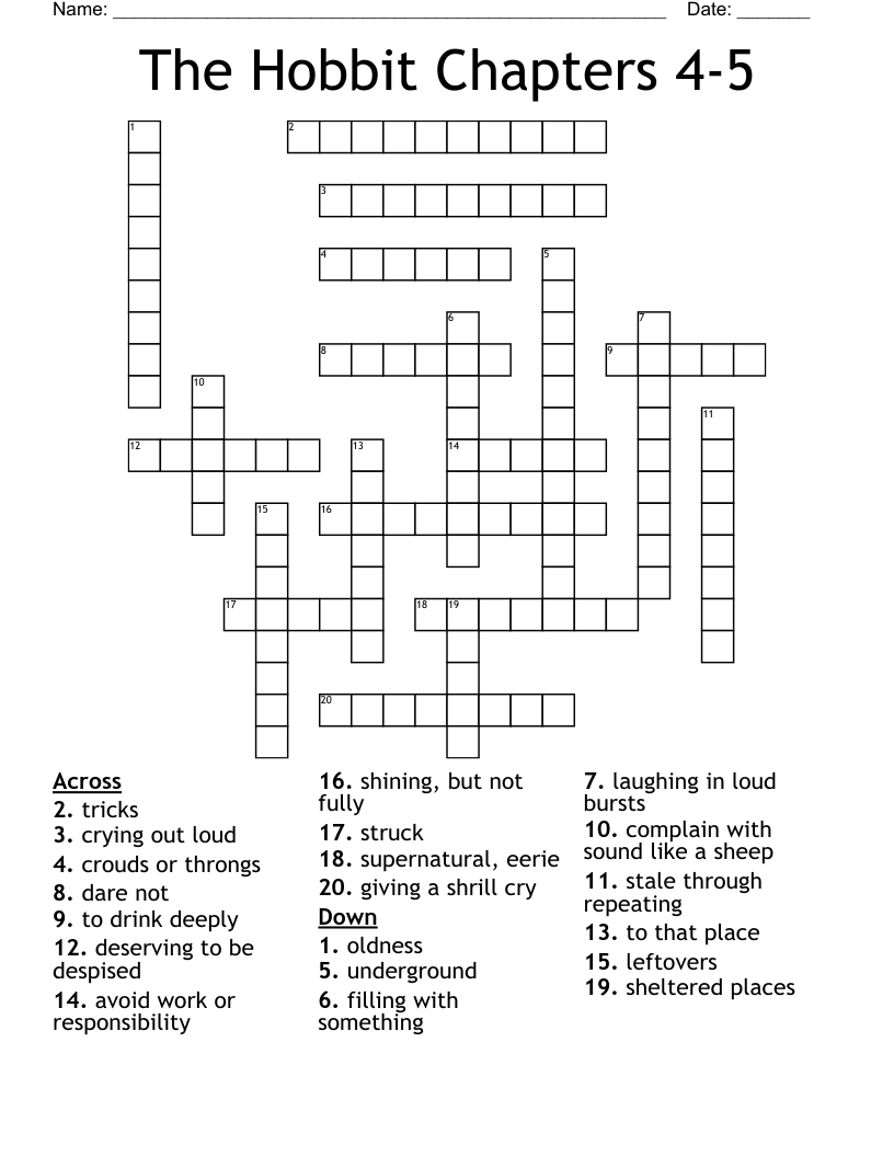 The Hobbit Chapters 4-5 Crossword