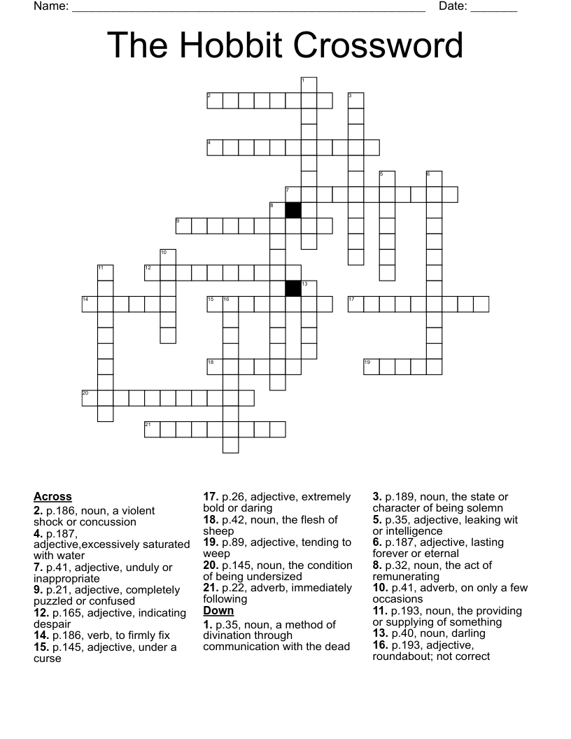 The Hobbit Crossword