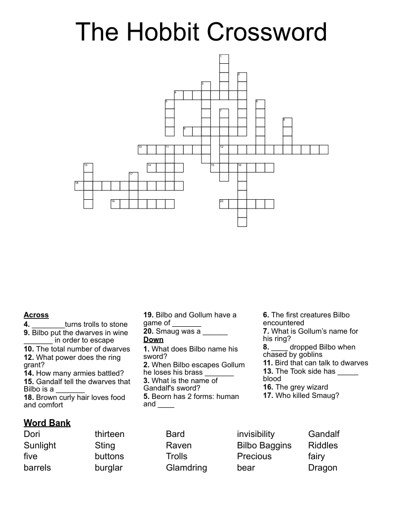 The Hobbit Crossword 