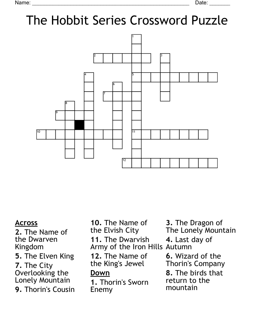 The Hobbit Series Crossword Puzzle