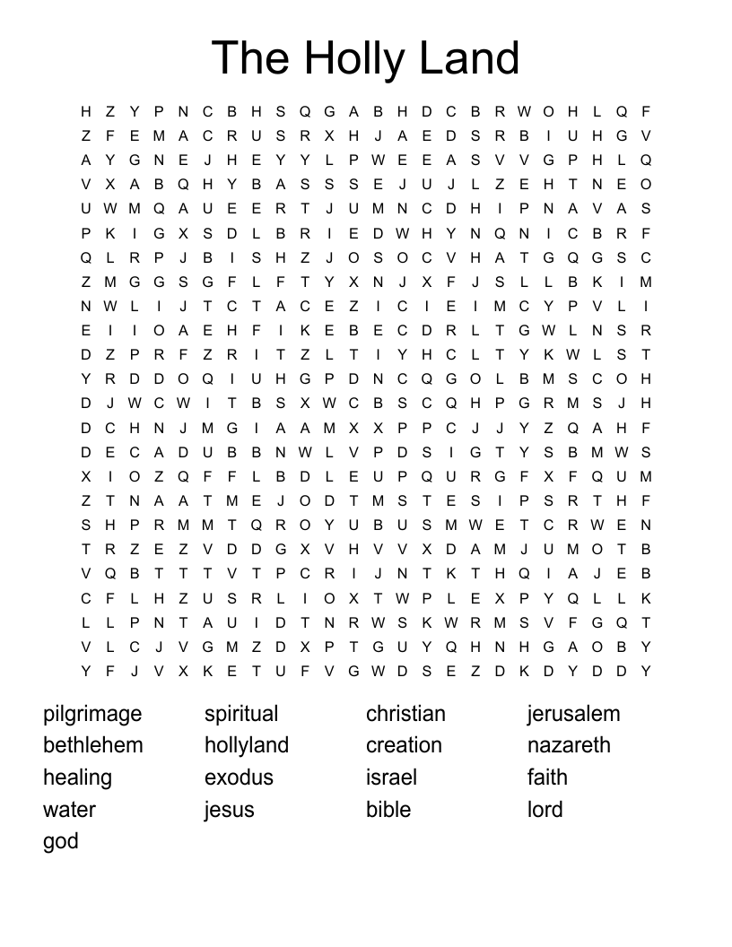 The Holly Land Word Search