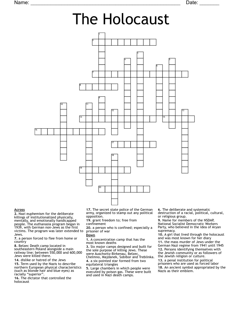The Holocaust Crossword