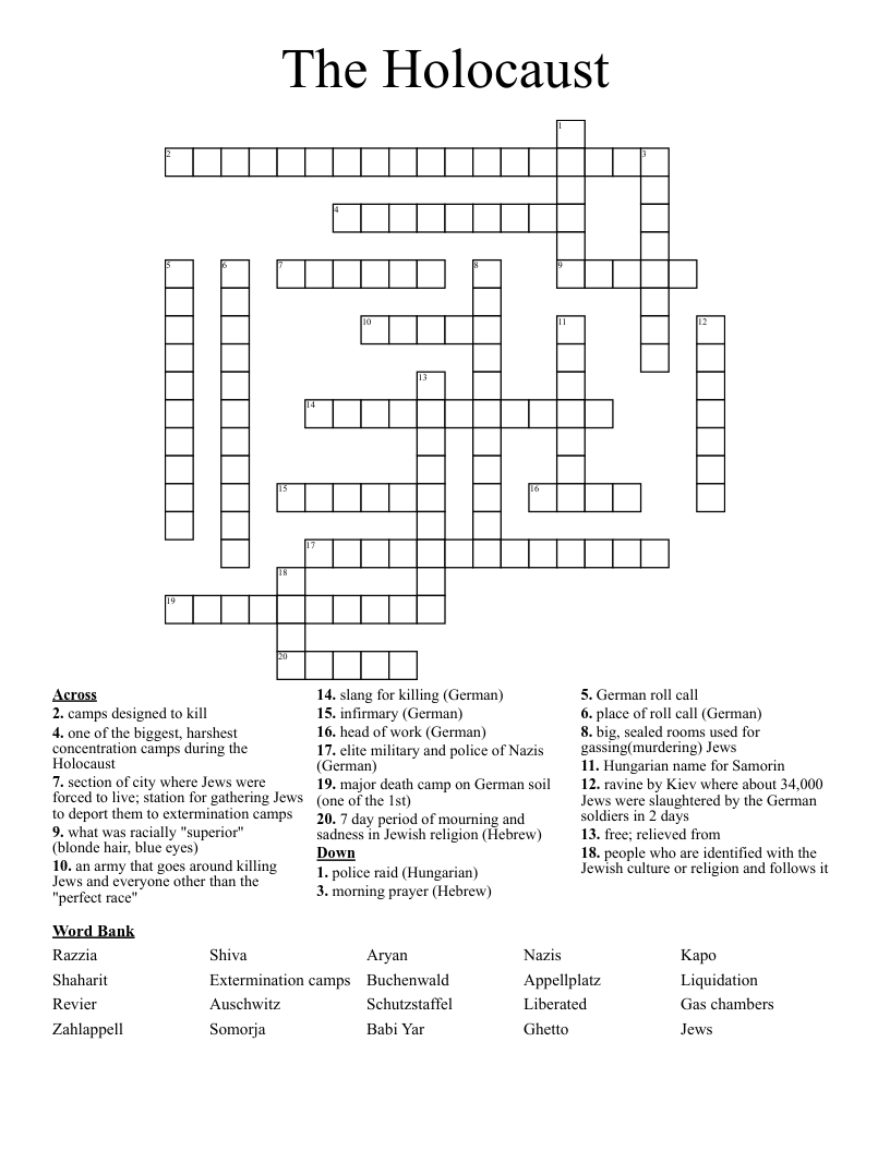The Holocaust Crossword
