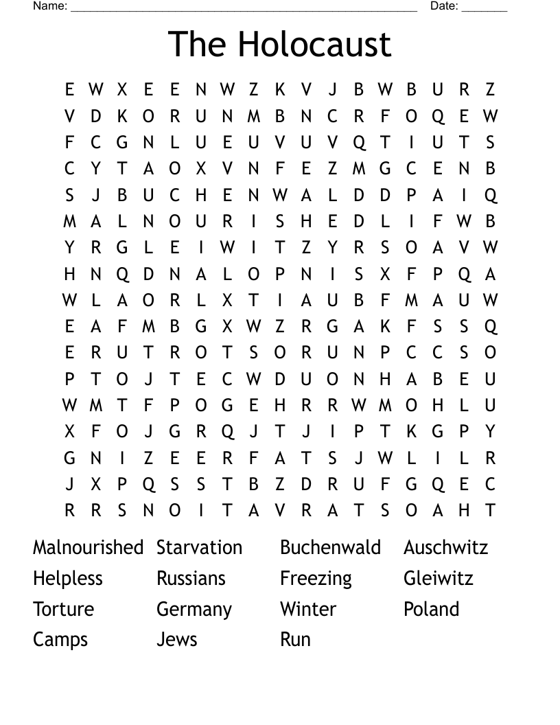 The Holocaust Word Search