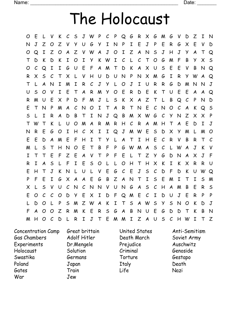 The Holocaust Word Search