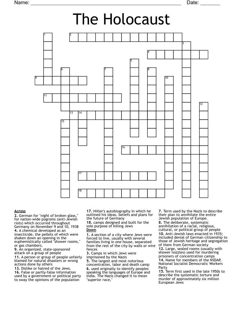 The Holocaust Crossword
