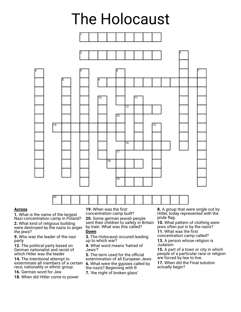The Holocaust Crossword