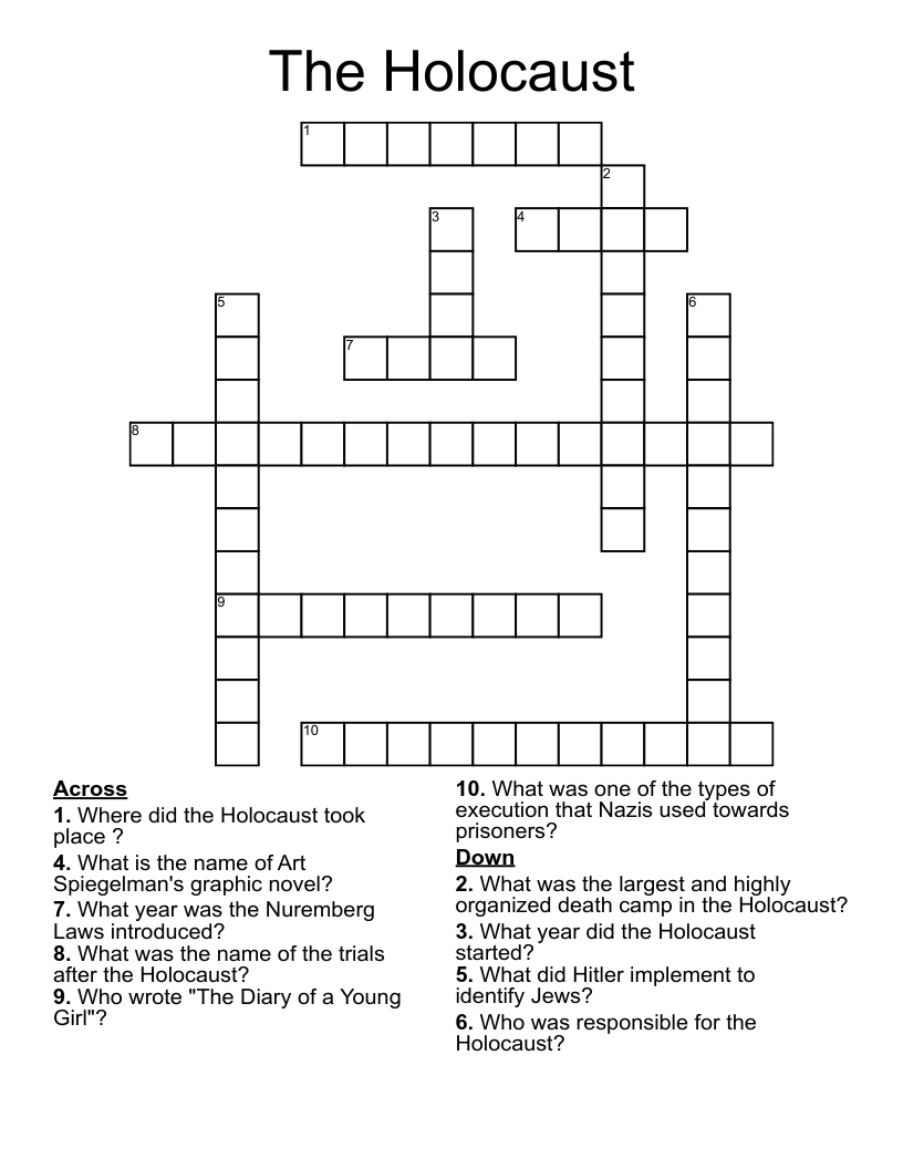 The Holocaust Crossword