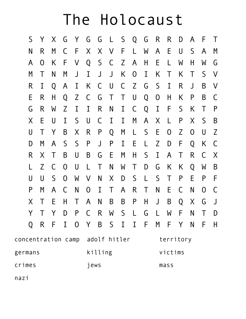 The Holocaust Word Search