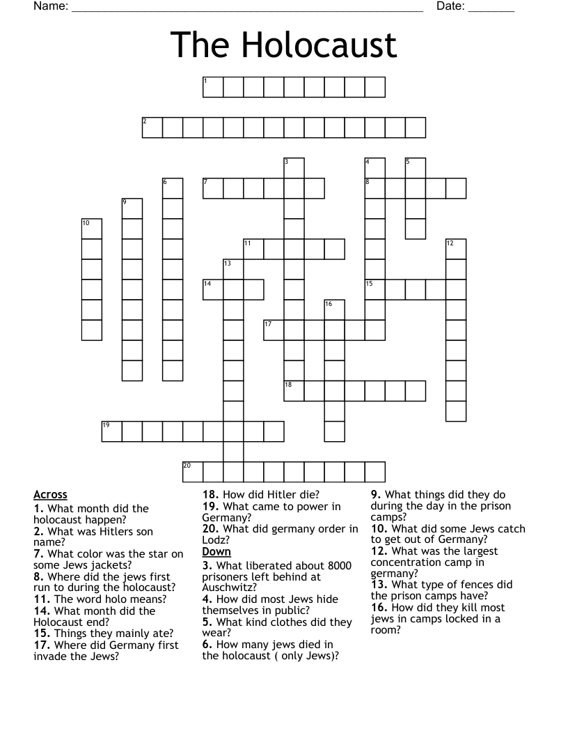 The Holocaust Crossword