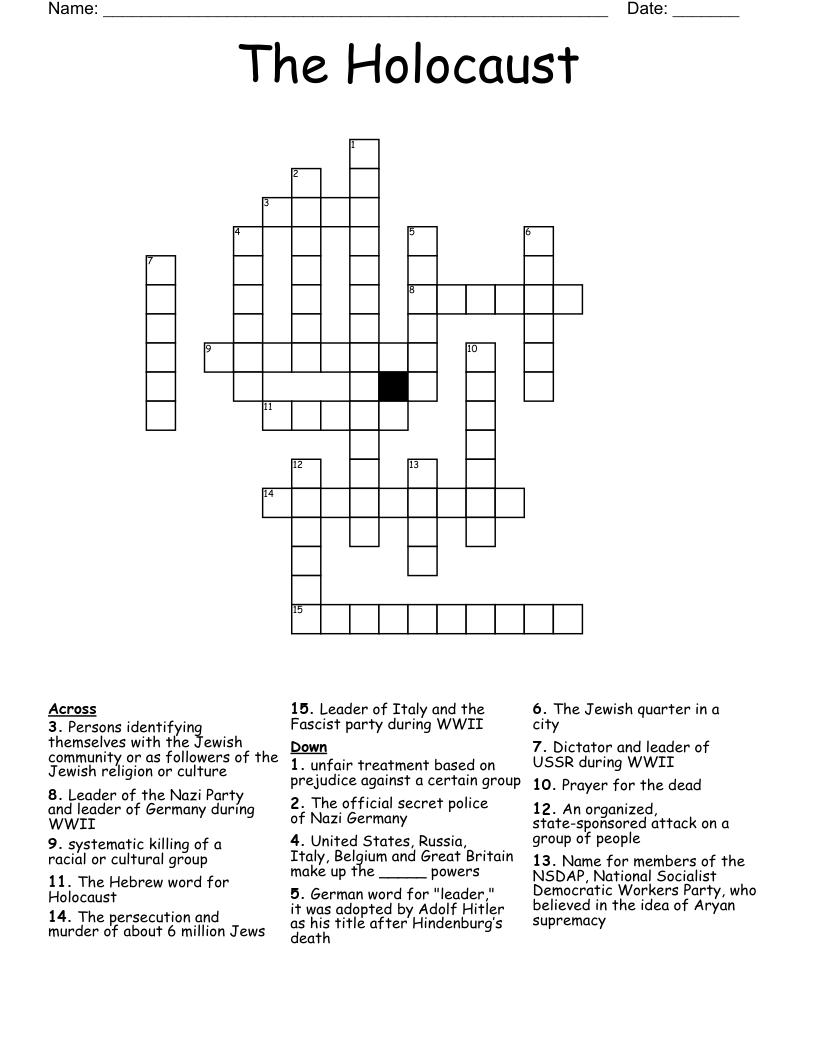 The Holocaust Crossword