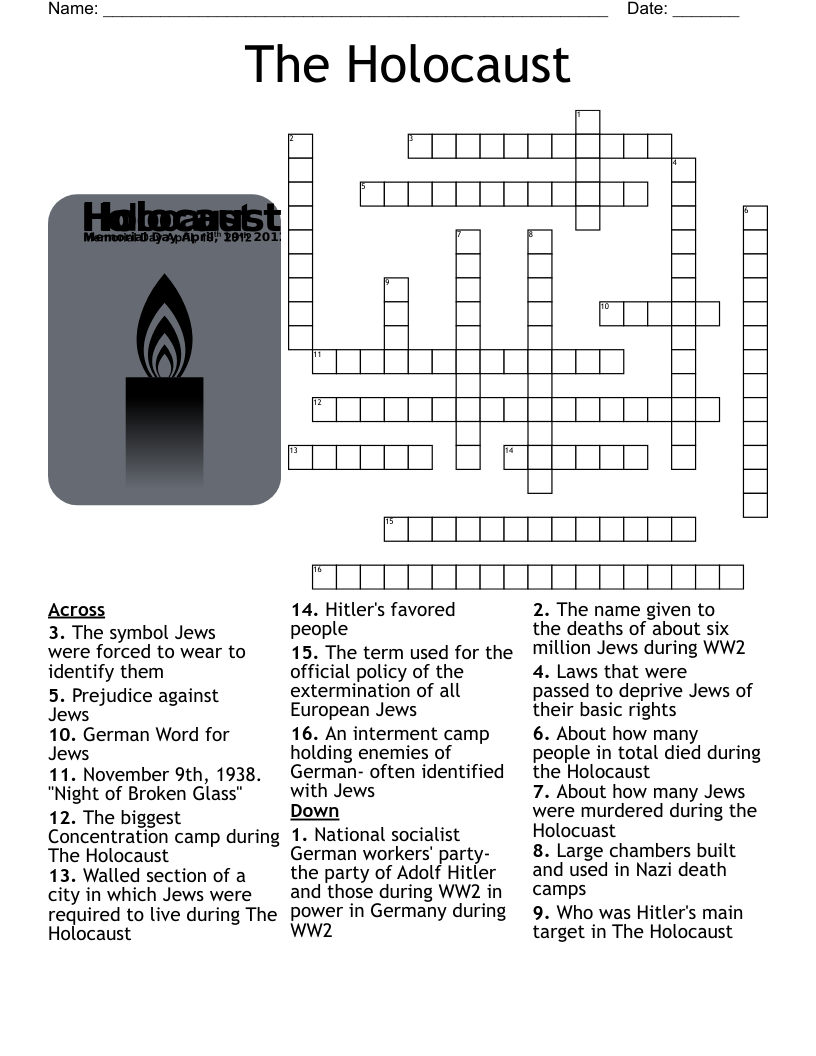 The Holocaust  Crossword