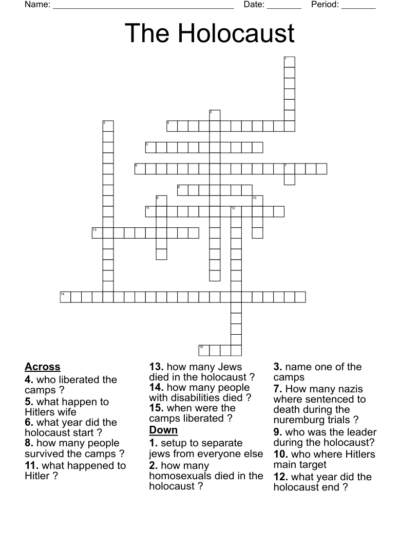 The Holocaust  Crossword