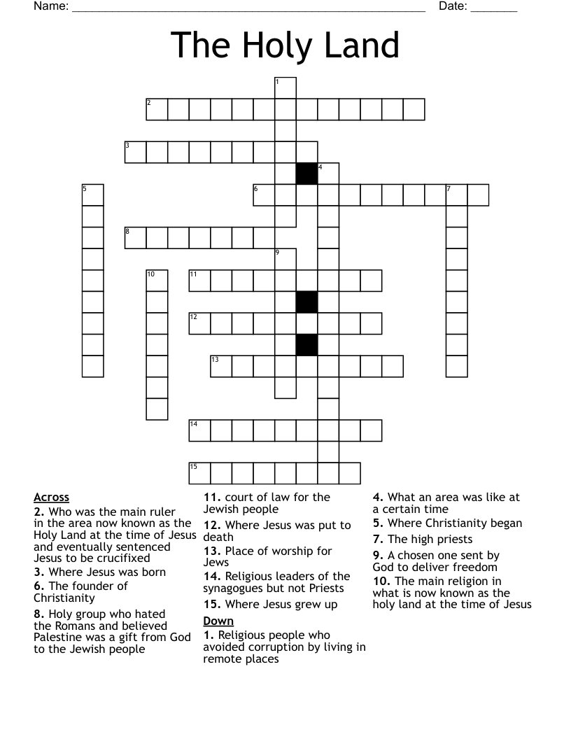 The Holy Land Crossword