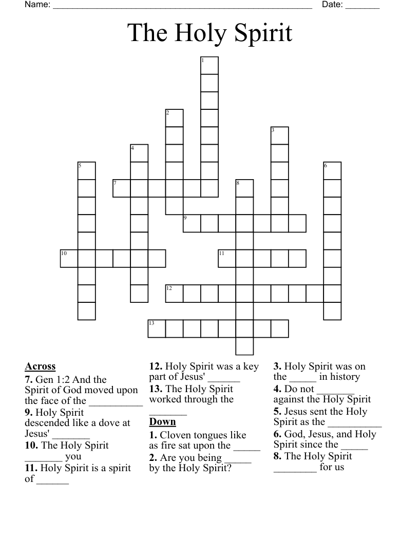 The Holy Spirit Crossword