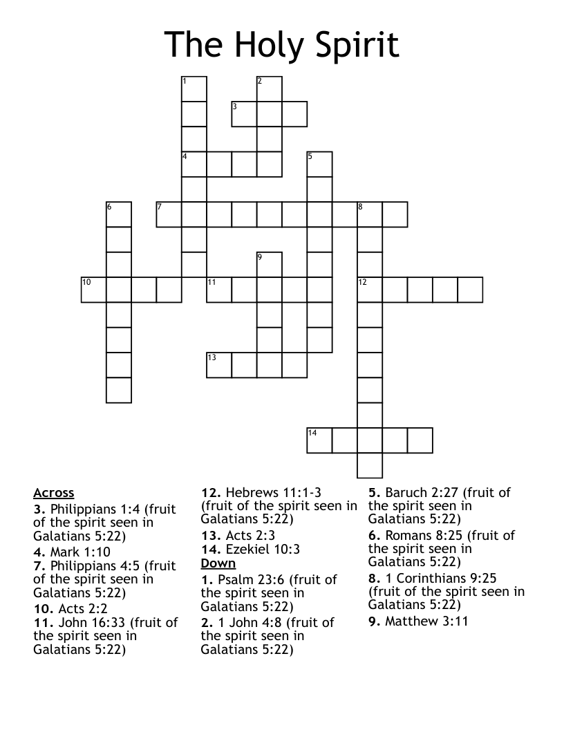 The Holy Spirit Crossword