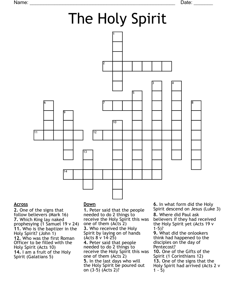 The Holy Spirit Crossword