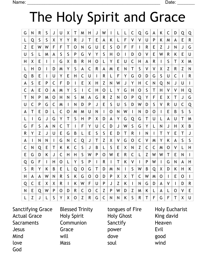 The Holy Spirit and Grace Word Search
