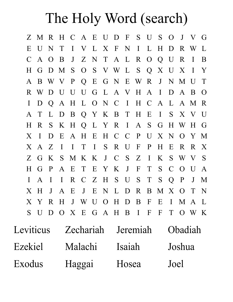 The Holy Word (search) Word Search