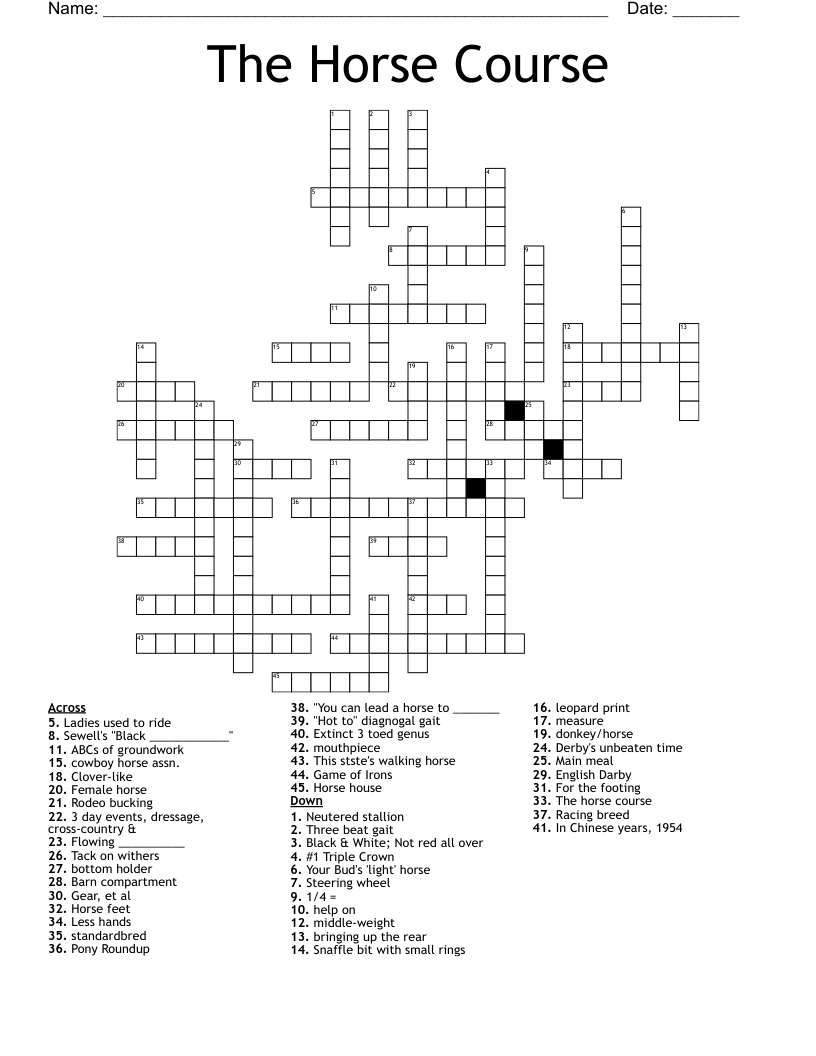 The Horse Course Crossword