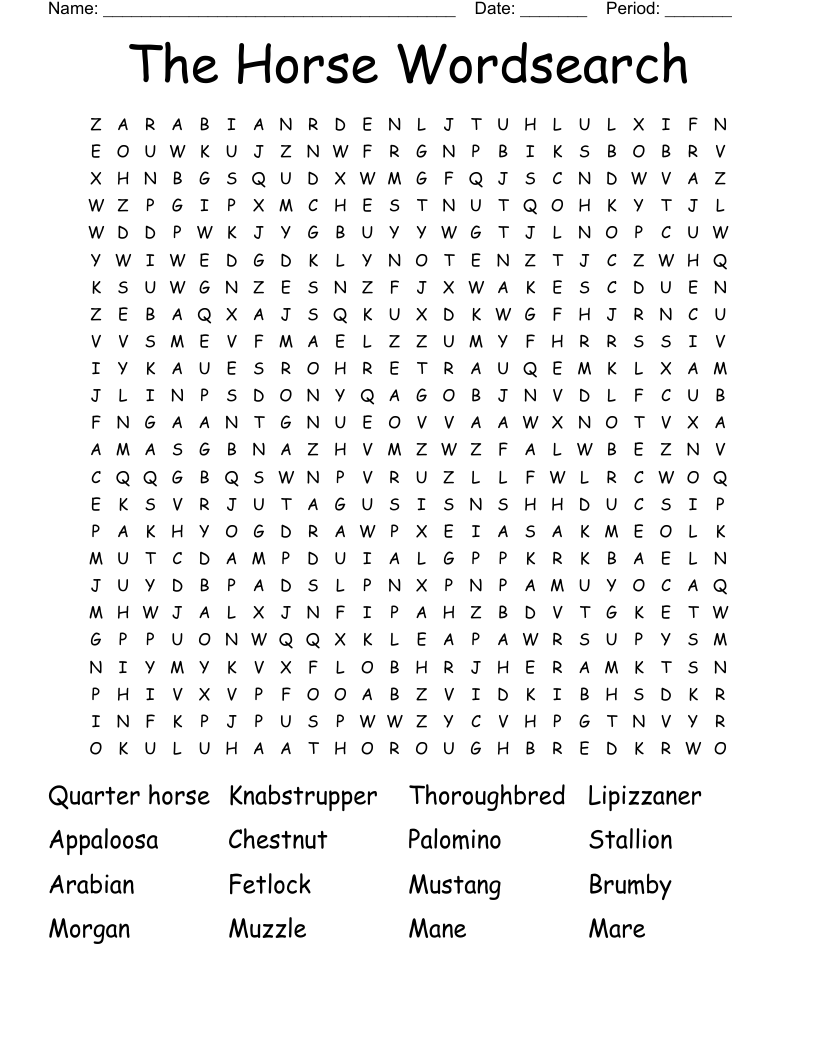 The Horse Wordsearch