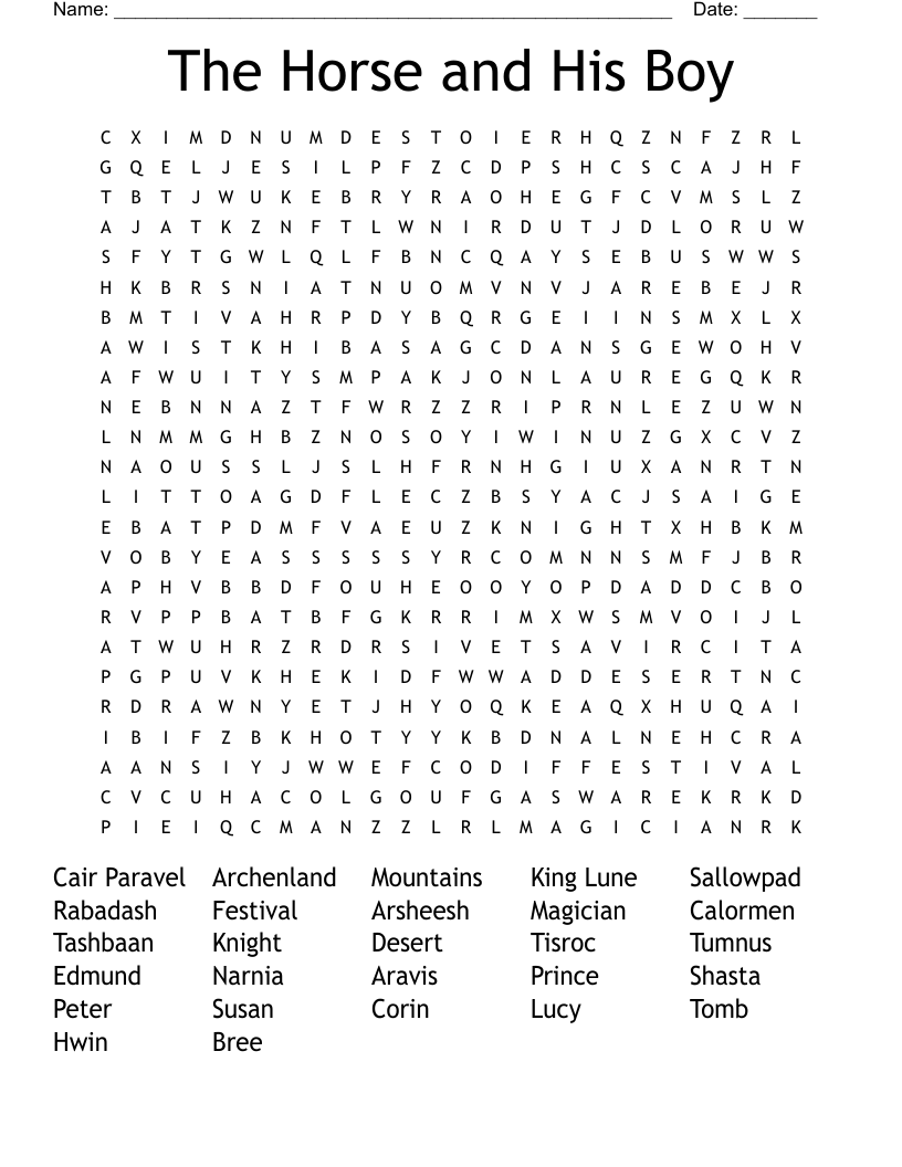 The Horse and His Boy Word Search