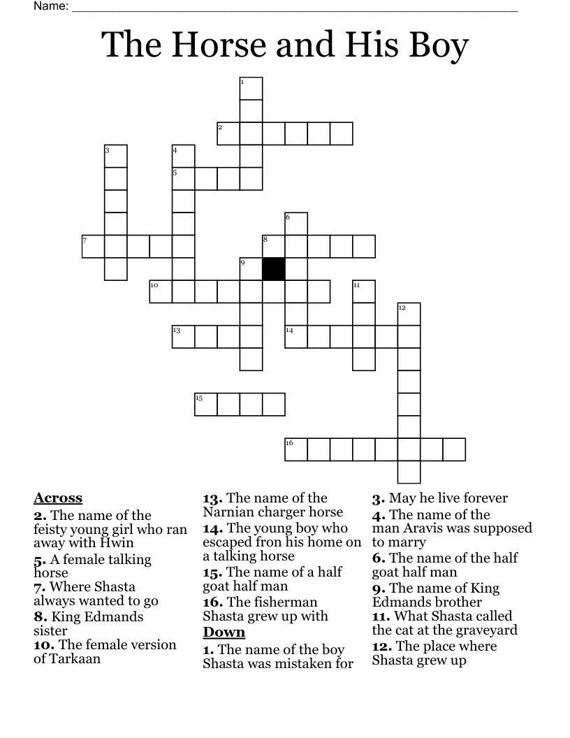 The Horse and His Boy Crossword