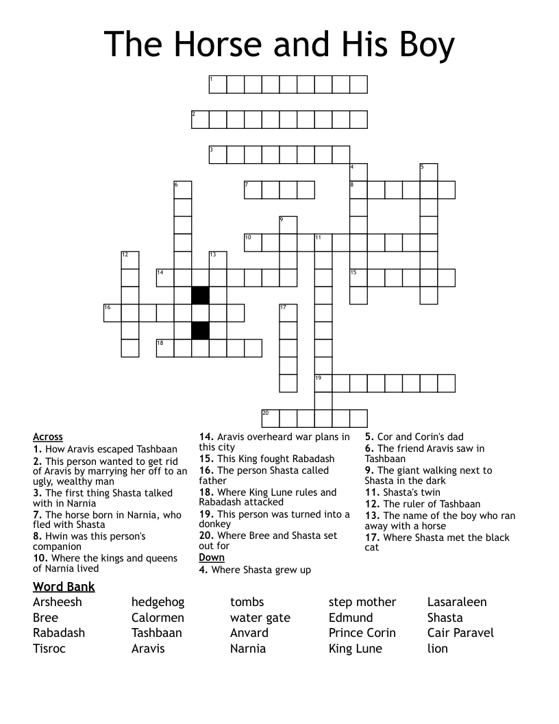 The Horse and His Boy Crossword