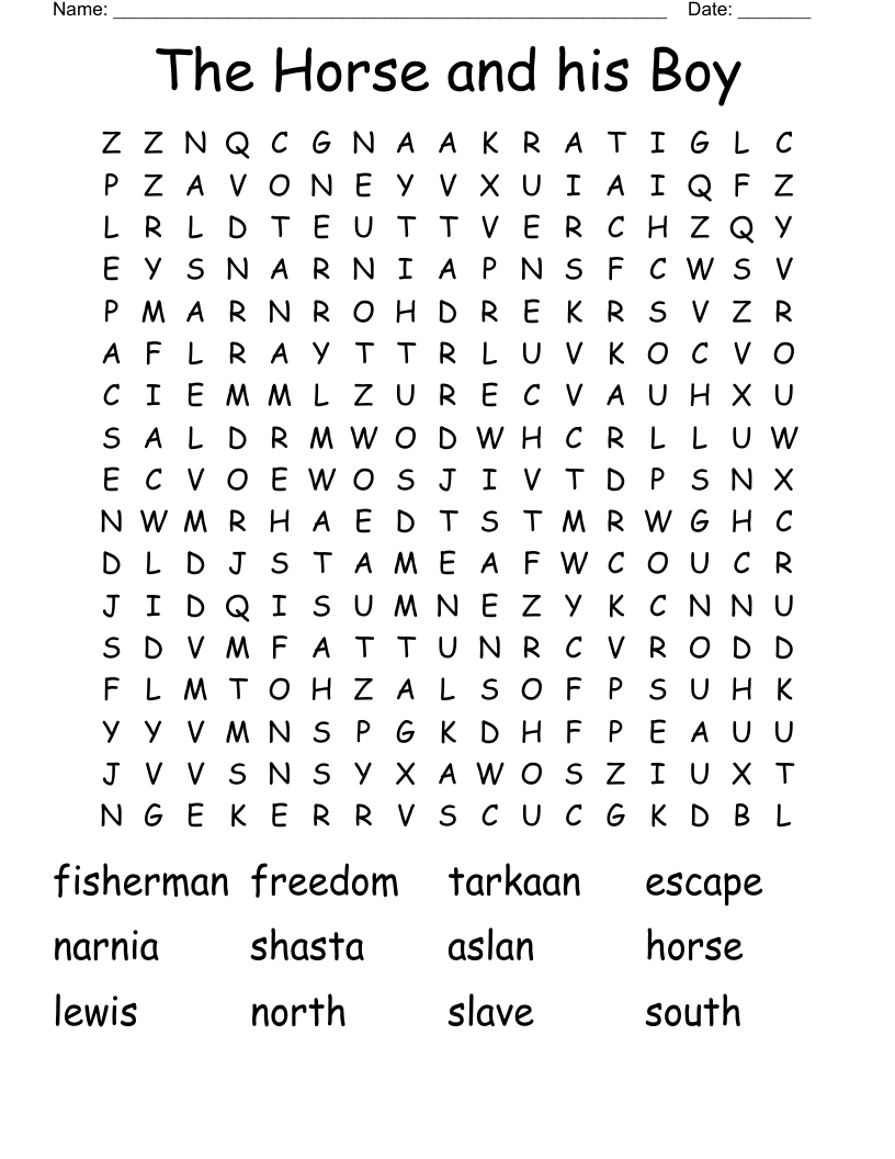 The Horse and his Boy Word Search