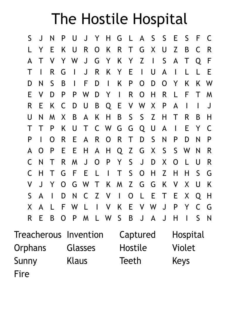The Hostile Hospital  Word Search