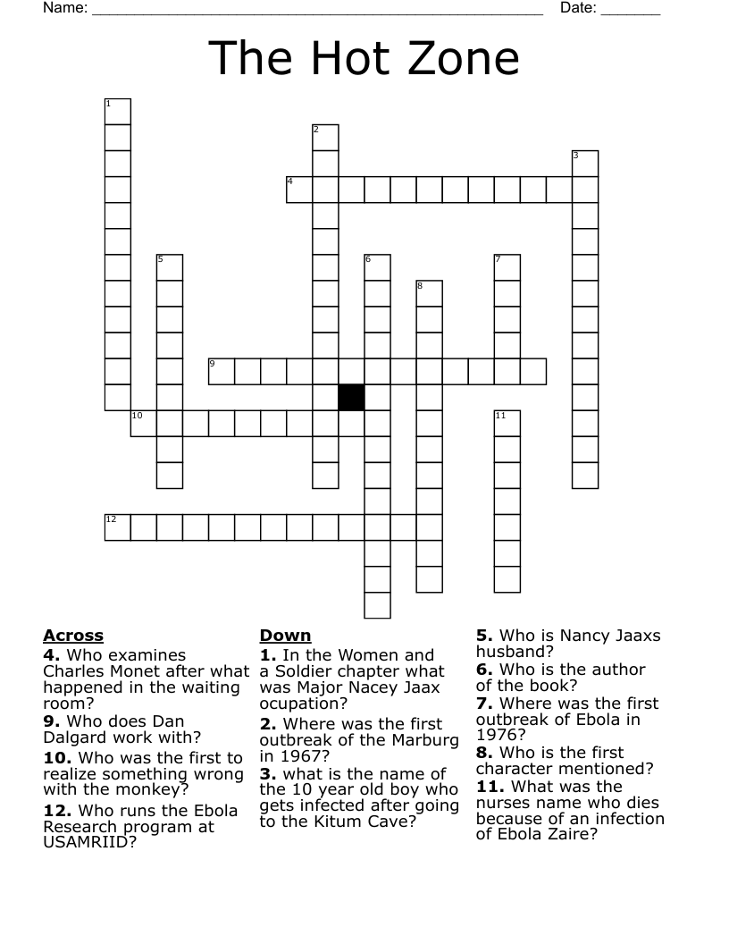 The Hot Zone  Crossword