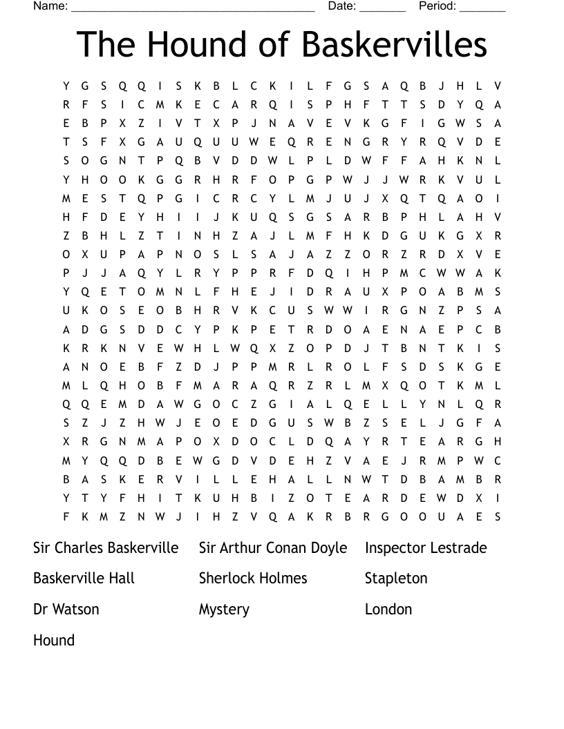 The Hound of Baskervilles Word Search