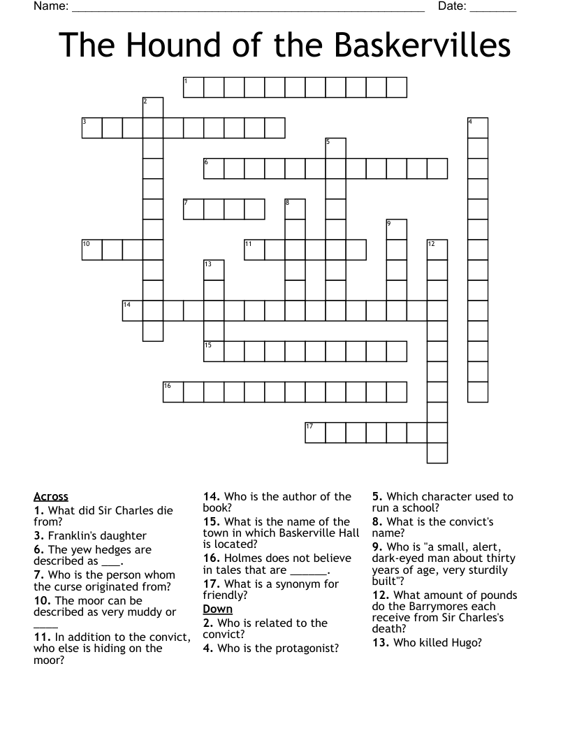 The Hound of the Baskervilles Crossword