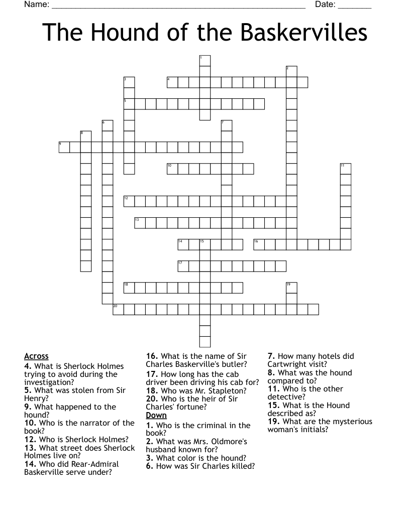 The Hound of the Baskervilles Crossword