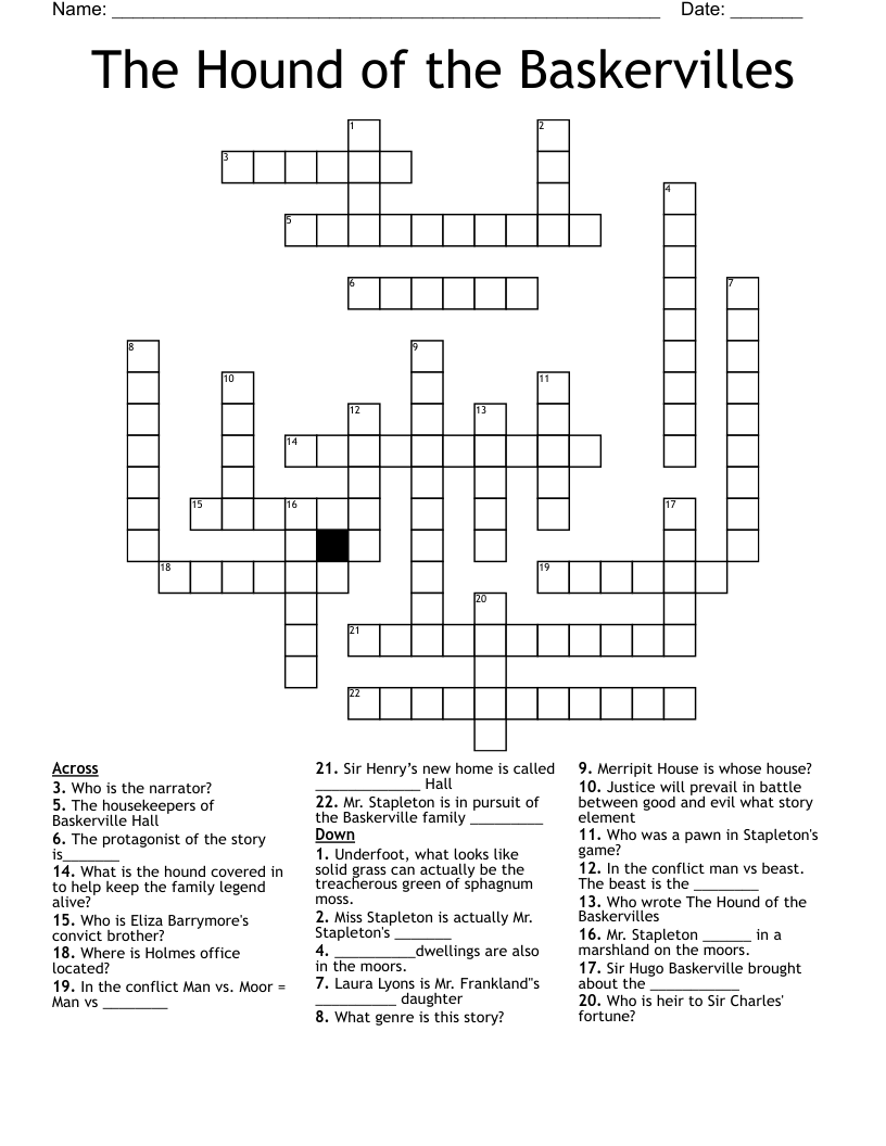 The Hound of the Baskervilles Crossword