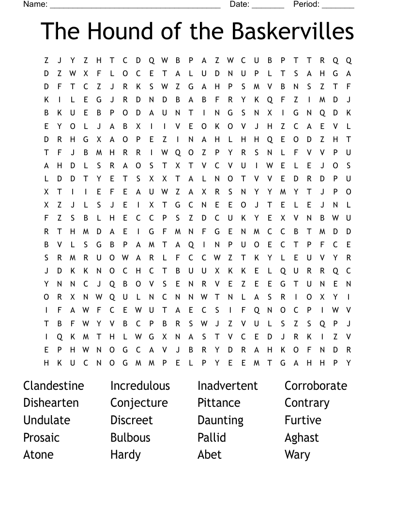The Hound of the Baskervilles Word Search