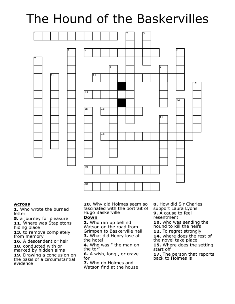 The Hound of the Baskervilles  Crossword