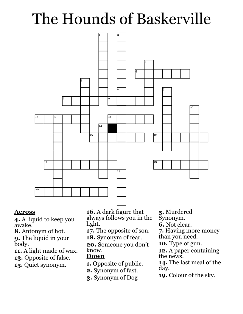 The Hounds of Baskerville Crossword